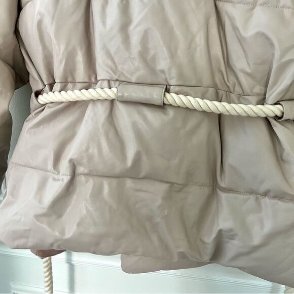 A.L.C. Liam Faux Leather Puffer Jacket Size Small in Fog Cream NEW with tags - Picture 13 of 16